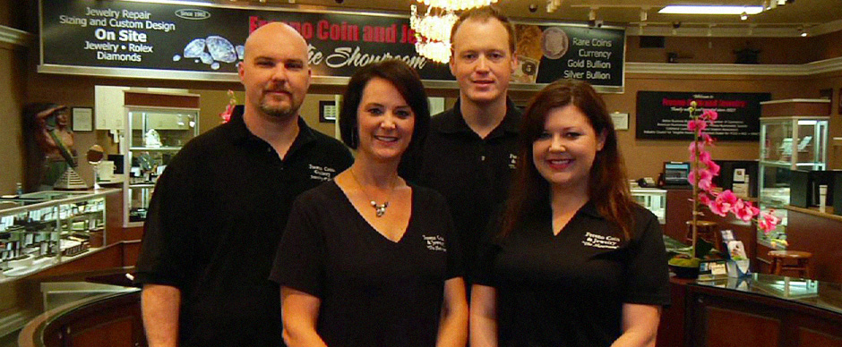 The Fresno Coin Gallery team in their showroom