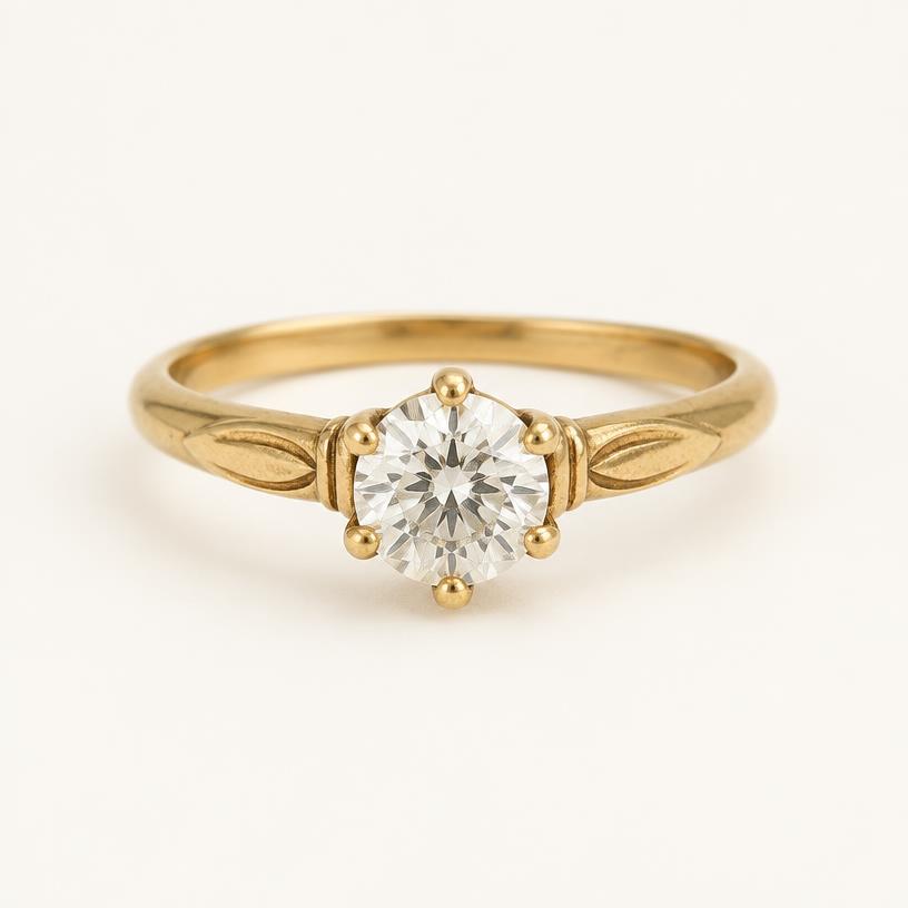 Vintage Gold Diamond Solitaire Ring